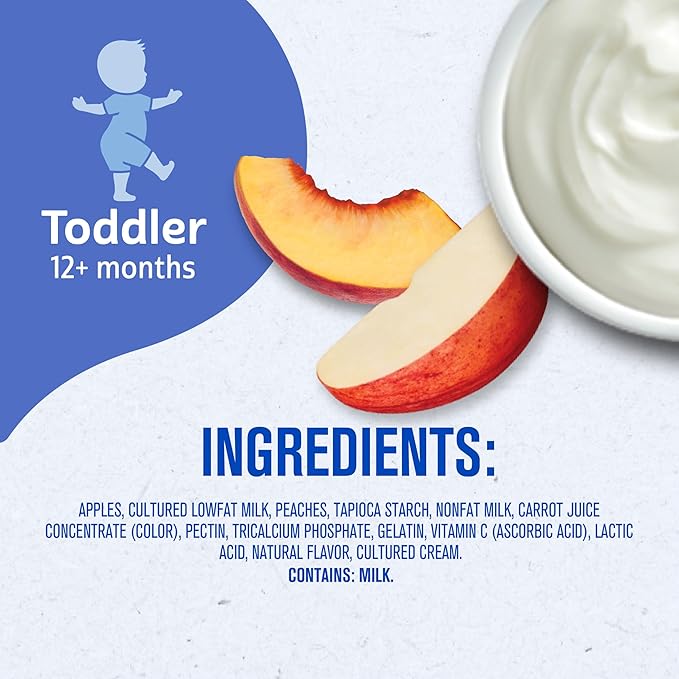 Gerber Baby Food Pouches, Toddler 12+ Months, Fruit & Yogurt Peaches & Cream, 3.5 Ounce (Pack of 12)