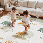 Foldable Baby Play Mat, Waterproof Playmats for Babies and Toddlers Kids, Safe Foam Playmat for Tummy Time, 50x50 Playpen Mat, Reversible Portable Baby Floor Mat for Infant, Toddler, Giraffe