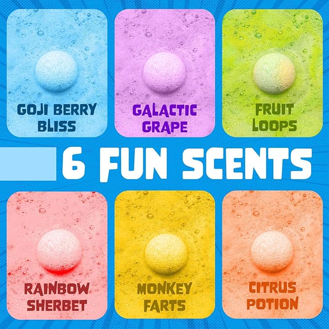 Pocket Beasts Bath Bombs for Kids with Surprise Inside (6 Pack) - Large Bubble Bath Bomb for Boys & Girls - Fruity Scent, Skin-Safe, USA Made, Birthday & Holiday Gift by Two Sisters