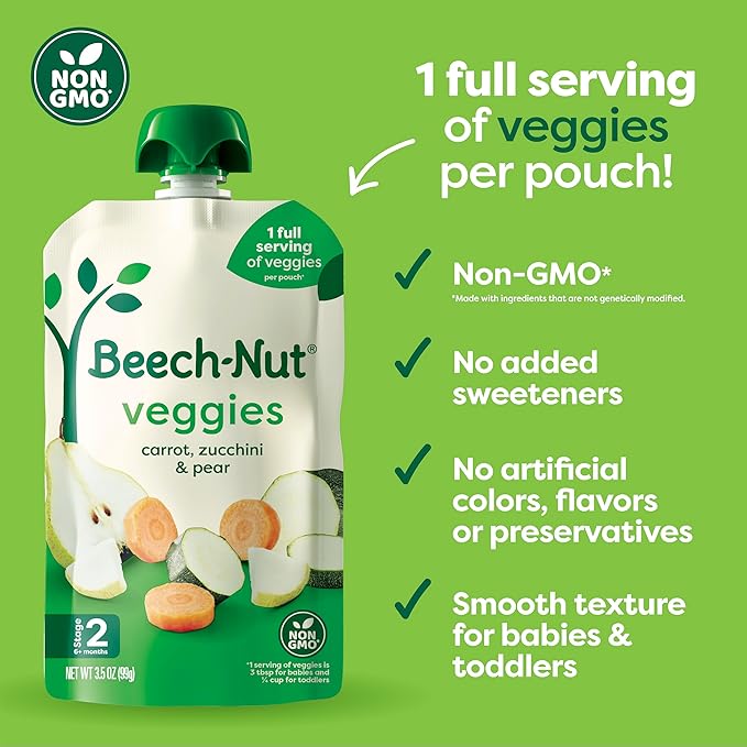 Beech-Nut Baby & Toddler Food Favorite Flavors Pouches Variety Pack, Fruit Veggie and Whole Milk Yogurt Purees, Baby Pouch Puree Starter Pack, 3.5oz (18 Pack)