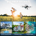 Drone with Camera, Drones for Adults and Beginners, 1080P HD FPV Foldable Mini Drones for Kids, with 2 Batteries, Carrying Case, Trajectory Flight, Gravity Control, One-Key Takeoff/Landing, 360° Flip, Toys for Gift