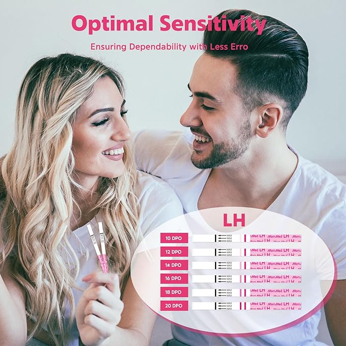 MomMed Ovulation Test Strips (LH25) with 25 Collection Cups, Reliable LH Surge Predictor OPK Kit, Accurately Track Ovulation Test, High Sensitivity Result for Women Home Testing, Pink