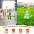 4-in-1 Swing Set & Baby Jumper and Bouncer for Toddler, Heavy Duty Baby Swing Set with Foldable Metal Stand for Indoor & Outdoor Play (Green)