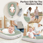 Baby Lounger - Infant Lounger Pillow for Newborn 0-24 Months, Soft, Breathable & Portable Baby Lounger Pillow for Boys & Girls, Cozy Baby Floor Seat for Home & Travel (Green)