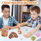 LAWOHO 6 Packs Brown Slime Kit - Cloud, Butter & Clear Slimes with Garden Add-ins, Crunchy Slime for Kids Party Favors for Girls and Boys, 360ml Slime Kits Birthday Halloween Christmas Easter Gifts