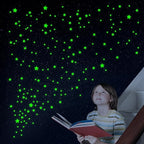 Glow in The Dark Stars for Ceiling, Luminous Wall Sticker, Kids Bedroom Wall Decal, Sticky Fluorescence Star, Gift for Boys and Girls (Green)