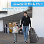 Car Seat Travel Bag with Wheels Heavy Duty Water-resistant Protective Cover for Airplane Travel & Rolling Design, Padded Handle,Padded Adjustable Strap (Grey)