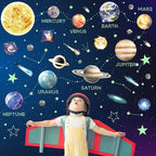 Glow in The Dark Stars and Planets for Ceiling, Robmoda Glow Solar System Wall Stickers, Space Wall Decals for Kids Boys Room (Green)