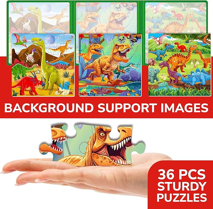QUOKKA Travel Magnetic Puzzles for Toddlers 3 – 30+Pcs Dino Game with Extra-Long Play Book – Fun Travel Game Toy for Kids Ages 3-5 – Strong Magnets for Car Activities – Fun Toddler Puzzle Ages 3-4
