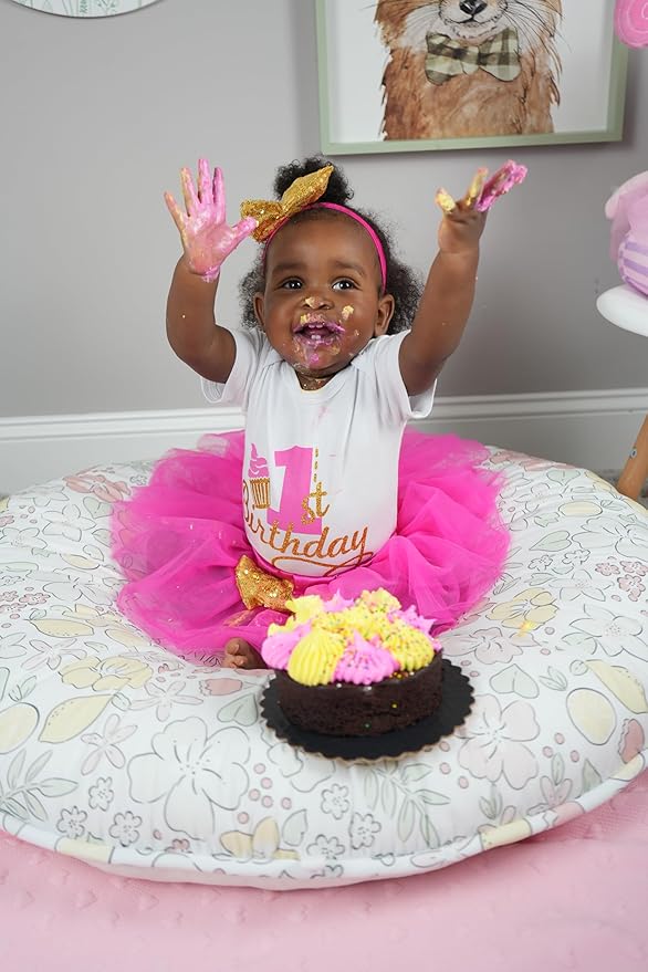 Pello Multi-use Luxe -Toddler Floor Pillow/Play Mat/Lounger (Lemon Aqua Glass)