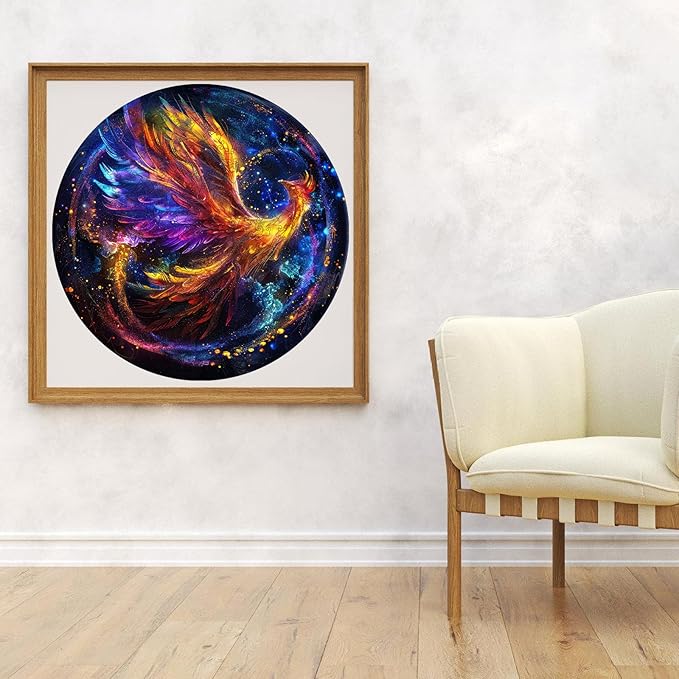 Wooden Puzzles for Adults, Phoenix Puzzle Color Challenge Jigsaw Puzzles 300 Piece, (Royal,16.7in) Thickened Unique Shapes Family Reunion Puzzle, Best Gift for Adults and Kids, Family Game