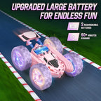 Remote Control Car, Double Sided 360°Rotating 4WD RC Cars, with Sparkling LED Wheels, 2.4GHz Electric Race Stunt Toy Car, Rechargeable Toy Cars for Boys Girls Birthday