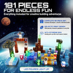 181 PCS Magnetic Blocks | Magnetic Building Blocks for Kids Age 3+ | Exclusive Magnetic Space Cubes with Custom LED | Magnet Blocks for Boys & Girls, STEM Sensory Educational Gift