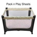 Onacosht Pack n Play Playard Fitted Sheets 2 Pack Set for Baby Girl Soft Stretchy Jersey Knit Portable Mini Crib Mattress Cover, Pink Floral