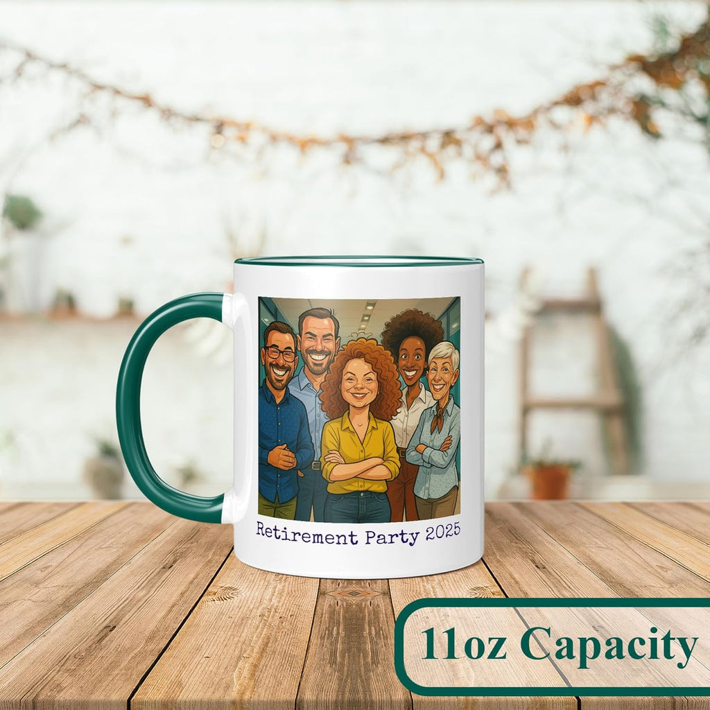 Personalized Coffee Mug, Custom Photo Caricature Gift, Funny Customized Coffee Gift for Men & Women, Custom Mugs with Pictures, Green 11oz Customized Fathers Day Mug