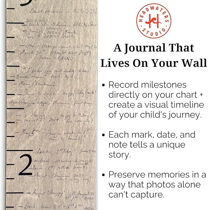 Wooden Growth Chart – Kids Height Chart, Wall Measurement for Kids, Height Chart for Wall, Growth Ruler for Children – Our Growing Grandkids, Gray (63"x6.7")