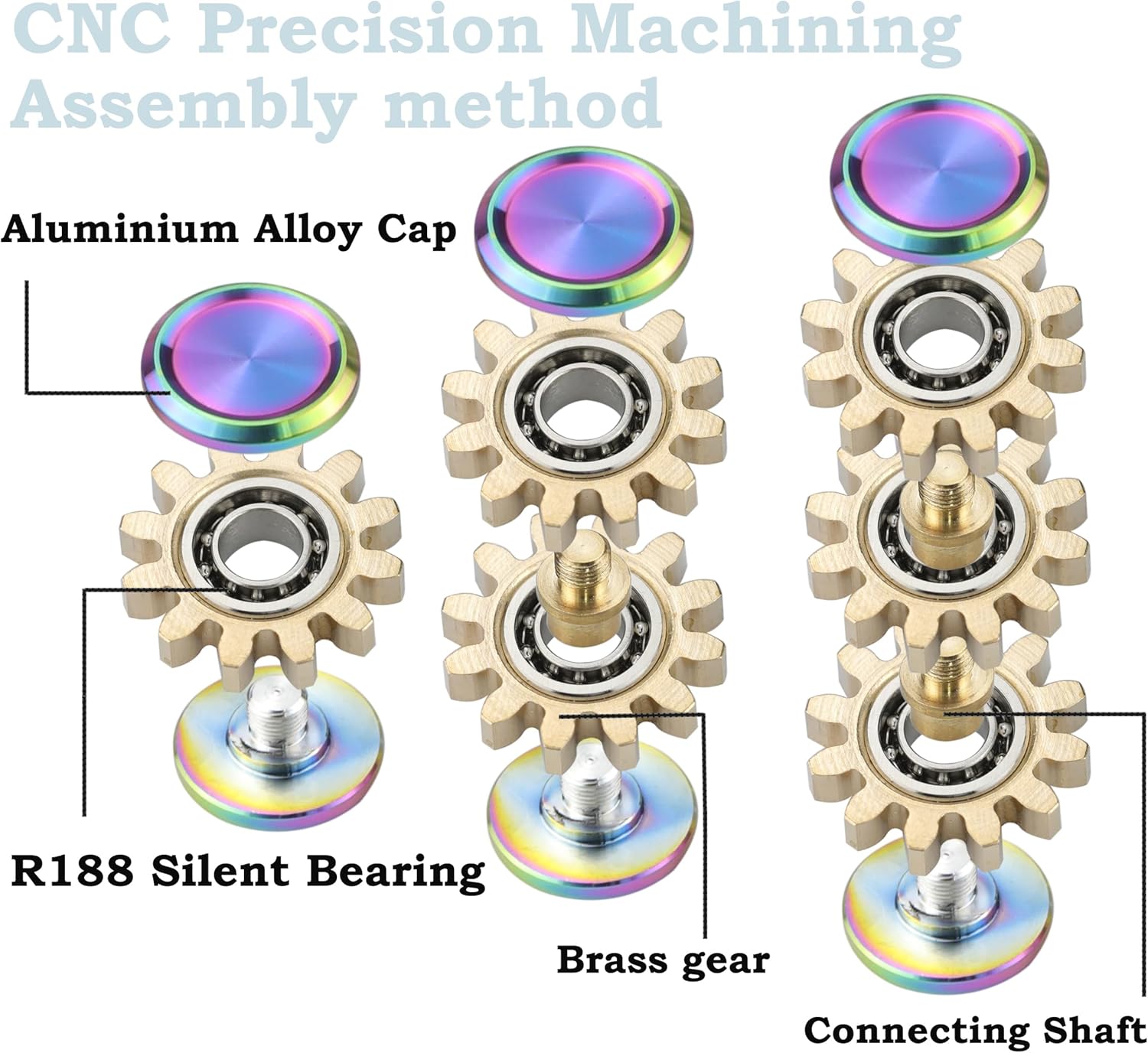 Metal Fidget Spinner for Adults, Small Mini Hand Toys, Copper Gear Linkage Fidget Blocks, Stacking Extendable Fingears Gyro, Bearing, Autism Sensory ADHD Anxiety Reduce