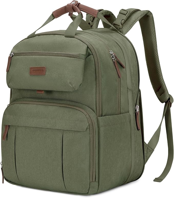 mommore Diaper Bag Backpack, Large Diaper Bag Expandable for 2 Kids/Twins, Durable Baby Bag with Changing Pad, Water Resistant Travel Diaper Backpack for Mom Dad