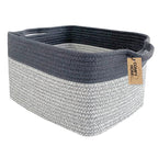 COMFY-HOMI Cotton Rope Woven Basket with Handles for Shelves,Toys,Book, Cloth Storage Baskets Bin for Organizing-13.5"x11"x9.5" Toy Decorative Organizer for Living Room, Bathroom-Light Grey
