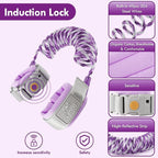 Lehoo Castle Toddler Leash, 4.9ft Kid Leash Wrist with Induction Lock, Anti Lost Wrist Link for Toddlers, Reflective Leash for Kids, Child Leashes for Toddlers (Purple)