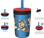 Zak Designs PAW Patrol Kelso Tumbler Set, Leak-Proof Screw-On Lid with Straw, Bundle for Kids Includes Plastic and Stainless Steel Cups with Additional Sipper (Paw Patrol- 3pc)15 fl oz