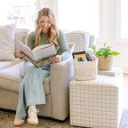 NaturalCozy Storage Cubes 9”x9”x7”Cotton Rope Woven Baskets for Organizing 3-Pack | 9 Inch Cube Storage Bin | Small Basket for Shelf Nursery, Pantry, Decorative Plant, Bathroom Closet, Toy Gift