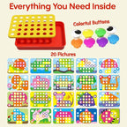 AMOSTING Button Art Toy – Educational Color Matching Mosaic Pegboard Sensory Learning Activity for Kids Age 3 4 5, Preschool Gift for Toddlers, Boys and Girls