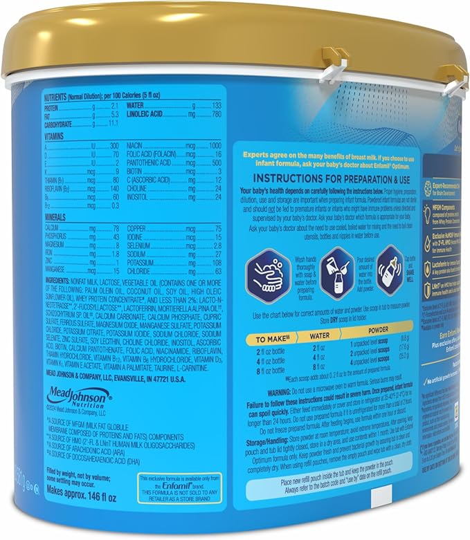 Enfamil Enspire Baby Formula, with Lactoferrin Found in Colostrum and Breast Milk, DHA for Brain Support, Powder, 20.5 Oz Reusable Tub
