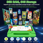 Tablet for Kids, 10.1 inch IPS HD Touchscreen Android 14 64 GB Storage, 8GB RAM, Octa Core Kids Tablet, Parental Controls, 12-hr Battery, WiFi, GPS - Green