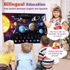 Bilingual Interactive Solar System Poster for Kids – Educational Talking Space Poster for Kids Aged 3-12, STEM Learning Toy, Ideal for Classroom & Home, Space-Themed Wall Decor