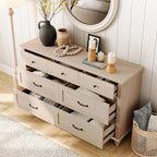 WAMPAT Beige Baby Dresser with 7 Drawers, Kids Dresser Wooden Dressers for Kids Room, Dressers Cabinet Storage Organizer for Bedroom, Children's Bedroom & Nursery