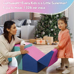 SURPCOS Crawl and Climb Foam Play Set, 6 Pcs Climbing Toys for Toddlers 1-3, Climb and Crawl Activity Playset, Soft Play Equipment Crawling and Sliding (Blue&Pink) 6 peices