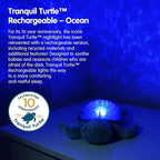 Cloud b Ocean Projector Nightlight with 2 White Noises & 2 Soothing Sounds | Adjustable Settings | Cry Sensor | Tranquil Turtle - Ocean (Rechargeable)
