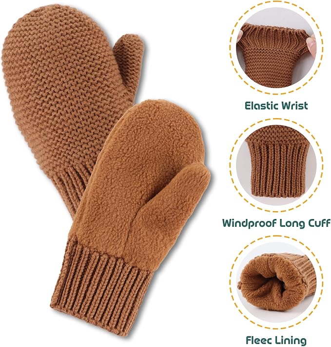 Basic Winter Baby Beanie Gloves Boys Girls Knitted Hat Pompom Kids Earflap Hats Warm Infant Toddler Beanie Mittens Set