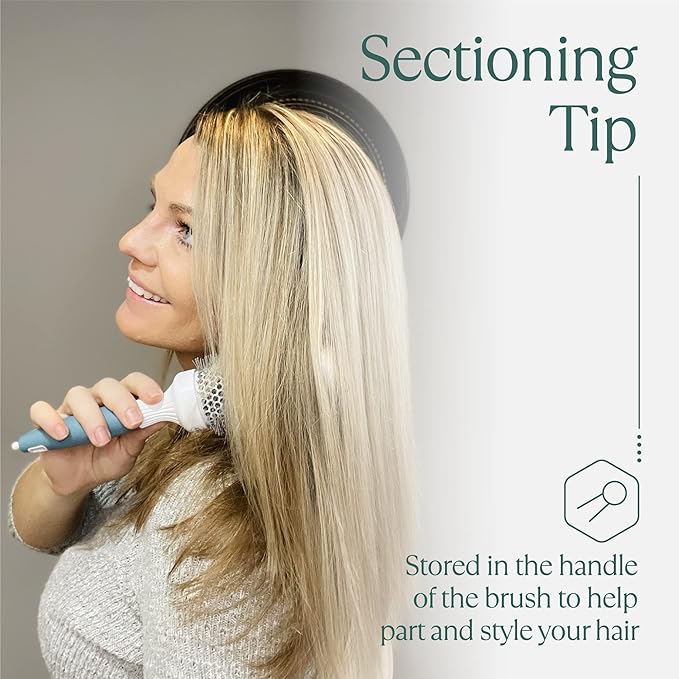 Round Brush Set for Blow Drying and Styling - Ceramic Ionic Thermal Brushes, Wet Hair Brush Bundle with Travel Bag for Women and Men