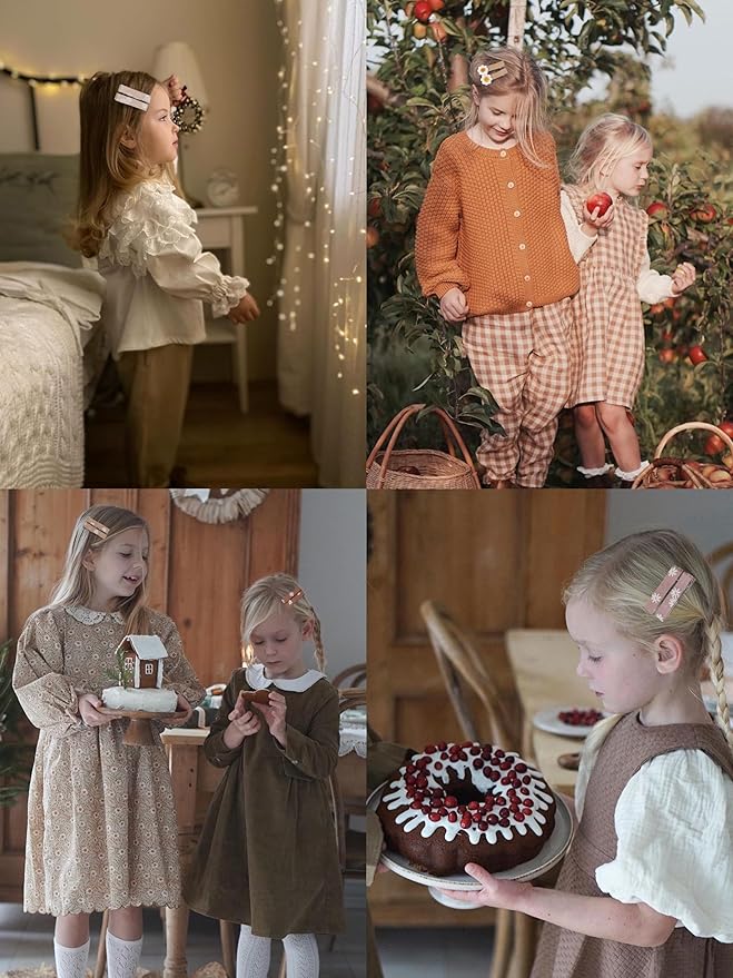 FANCY CLOUDS Hair Clips for Girls Women Toddler Baby,Assorted 20Pcs Flower Fabric Fully Lined Small Alligator Clips Hair Accessories for Teens Child Kids Gifts