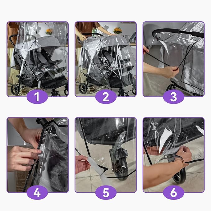 bemece Double Stroller Rain Cover, Weather Shield Double Stroller for Side by Side Seats Twin Stroller, Baby Outdoor Activities Accessories, Protects Children from Rain, Snow, Wind