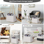 COMFY-HOMI 3PACK Cotton Rope Square Basket with Handles for Shelves|Dog Toy Basket Bin and Storage|Baby Basket for Gif|Shoe basket for Organizing|New13.5" x 11" x 9.5" for Living Room（All White）