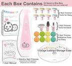 Baby Nail Trimmer 21 in 1, Usage Labeled Case & 13 Extra Replacement Tools, Royal Angels Baby Electric Nail File, Baby Nail Care, Nail Clipper Newborn Toddler Toes & Fingernails Nail Kit (Pink)