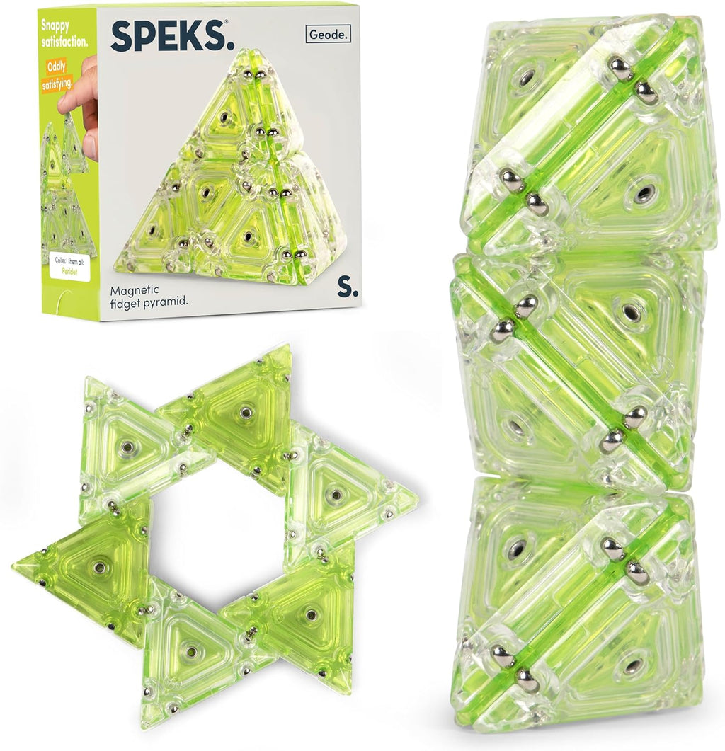 Speks Geode Pyramid 12-Piece Building Set - Peridot - Fun Desk Toy for Adults