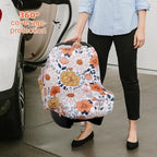 Rquite All-in-1 Car Seat Cover Baby, Carseat Covers for Girl Boy, Stretchy Soft Infant Car Seat Cover, Multi-use Baby Carrier Cover, Car Seat Canopy, Stroller Sun Shade, Nursing Breastfeeding Cover