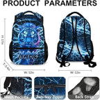 Boys School Backpack, Personalized Tiger Backpacks with Name for Kids Kindergarten Primary Senior Middle, 17 Inch Durable Personalized Cool Lightning Bookbag for School