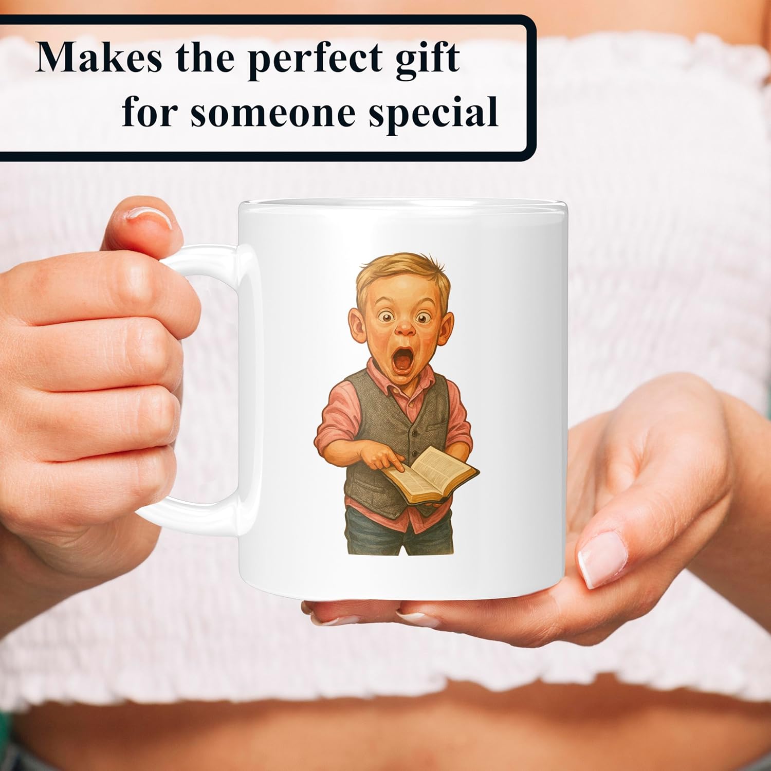 Personalized Coffee Mug, Custom Photo Caricature Gift, Funny Customized Coffee Gift for Men & Women, Custom Mugs with Pictures, White 11oz Customized Fathers Day Mug