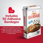 BioSwiss Bandages, Pizza Shaped Self Adhesive Bandage, Latex Free Sterile Wound Care, Fun First Aid Kit Supplies for Kids, 50 Count