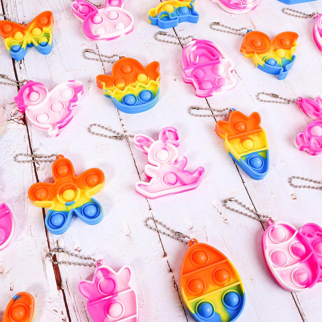 24Pcs Easter Pop Fidget Toys, Mini Easter Simple Pop Fidget Toys for Kids Boys Girls Toddlers Easter Basket Stuffers Gifts Egg Fillers Party Favors