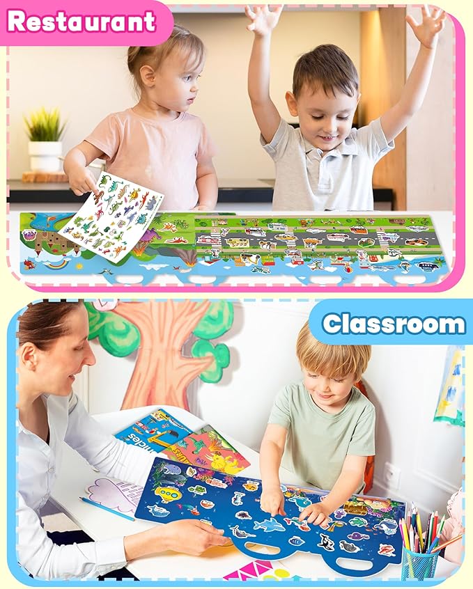Reusable Sticker Book for Toddlers 2-4 Years, Stickers for Kids, Toddler Sticker Book Ages 1-3, Toddler Craft Activities, Toddlers Travel Toys Ages 2+ Boy Girl Birthday Gifts
