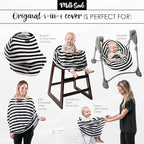 Milk Snob Original 5-in-1 Cover - Added Privacy for Breastfeeding, Baby Car Seat, Carrier, Stroller, High Chair, Shopping Cart, Lounger Canopy - Newborn Essentials, Nursing Top, Heather Gray Stripe