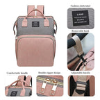 Diaper Bag with Changing Station,Diaper Bag Backpack，7 in 1 Travel Baby Diaper Bag,Mommy Bag With USB Charging Port (Pink-Grey)