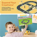 PicassoTiles Magnet Tile Building Block Construction Toy Set Street Sign Traffic Kit Highway Road Race Track with Bumper Barricade Accessory Sticker Education Magnetic Tiles Kids Age 3+ PTR03