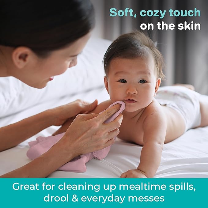 Spasilk Washcloths for Newborn Boys and Girls, Soft Terry Baby Washcloths, Baby Essentials, Ideal, Pink Lines, Pack of 10